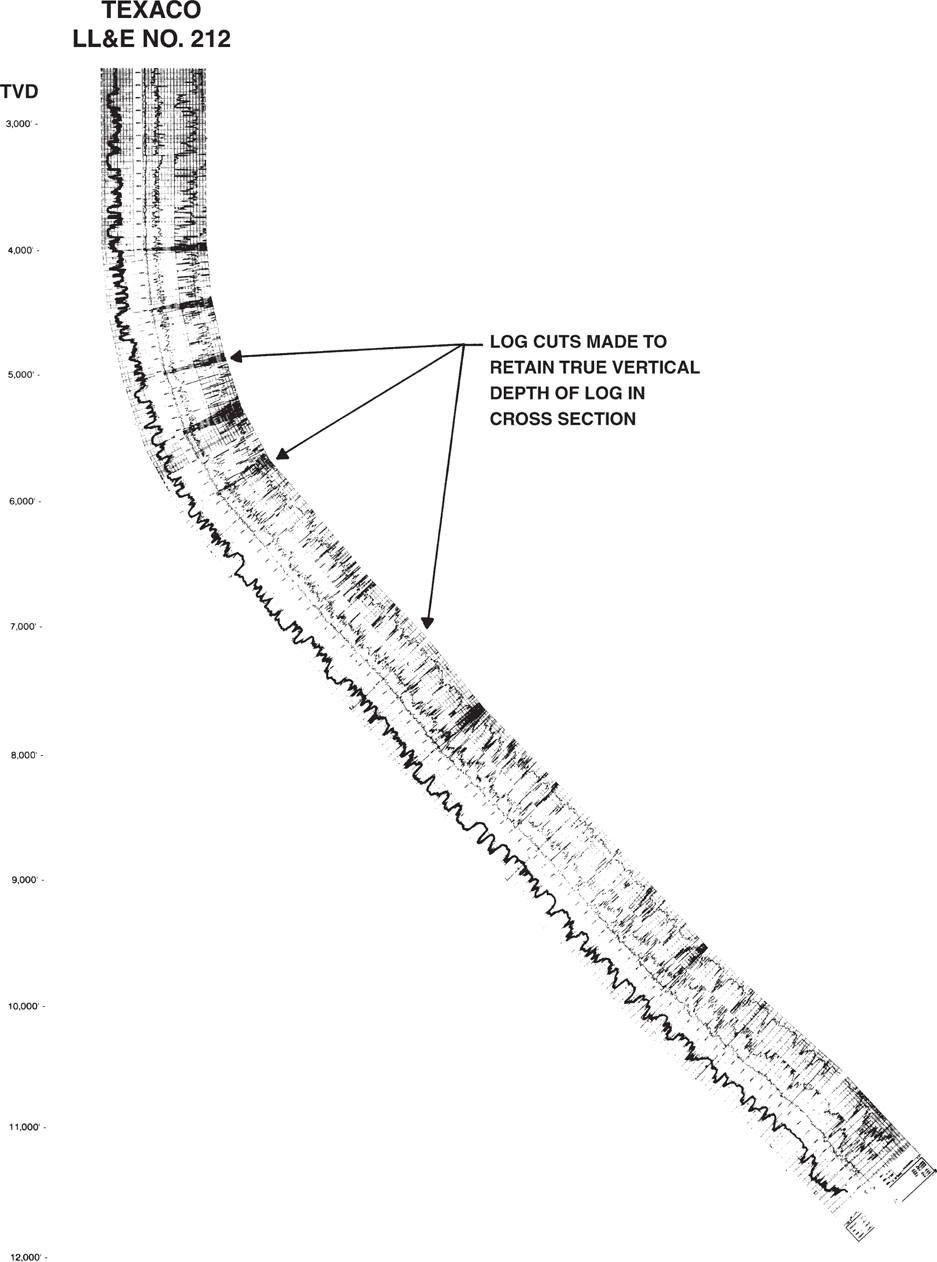 The log cuts along the length of the cross-section of well number 212 are shown.