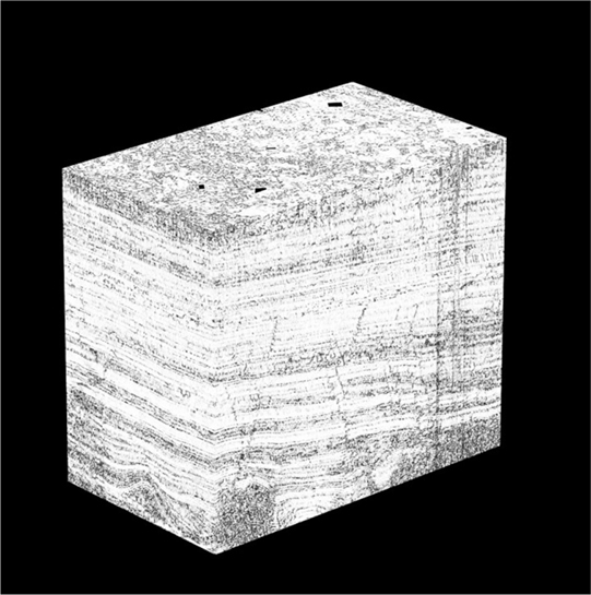 An example from Eagle Ford depicts a three-dimensional view of a solid cube representing coherent volume.