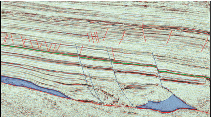 A figure displaying the dip profile of seismic data at a regional scale.