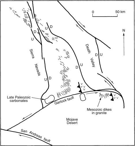 A figure depicting the Garlock fault and the offset features along it is shown.