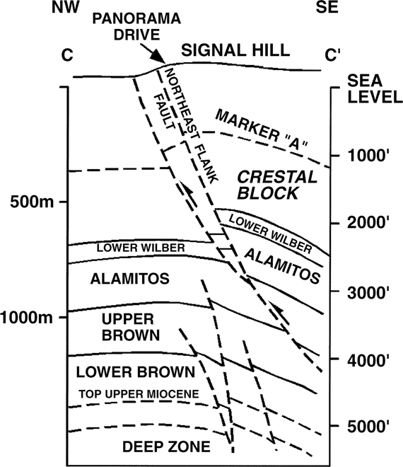 A figure depicts the cross-section of a profile parallel to the Cherry Hill fault.