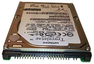 A photograph of the Hitachi hard disk drive that is of 1.8 inches is shown. The connectors are present at one end of the drive.