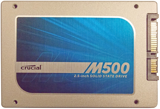 An image of crucial M500 2.5 inch solid state drive.