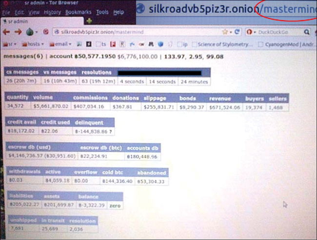 A screenshot of the bitcoin transactions webpage linking Ulbricht's laptop is shown.