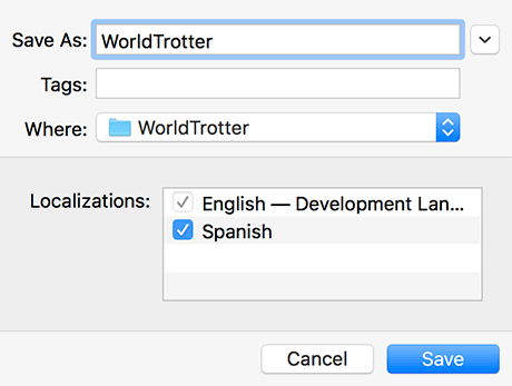 Exporting localization data as XLIFF