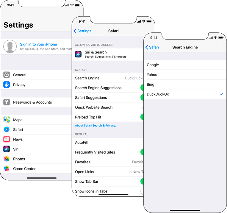 Drill-down interface in Settings