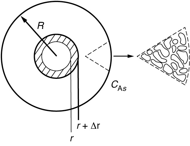 A figure depicts the shell balance on a catalyst pellet.