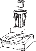 Cliparts of water basket, garbage can, and a Jacuzzi is shown.