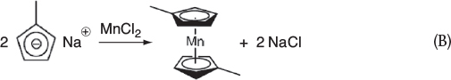 A chemical reaction shows the reaction of sodium methylcyclopentadiene with MnCl2.
