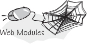 Image of a mouse connected to a spider web by a slender thread is shown with the phrase "Web Modules."