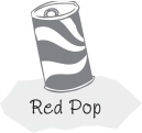 Illustration of a cylindrical shaped drink container named Red Pop.