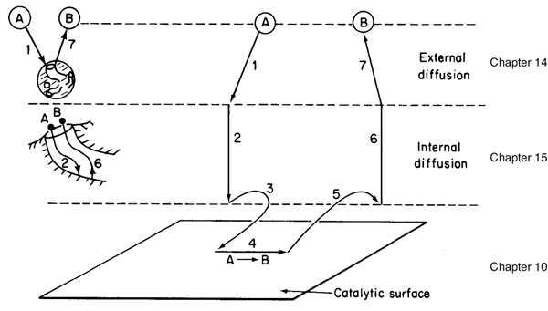 An illustration shows the process of the heterogeneous catalytic reaction.