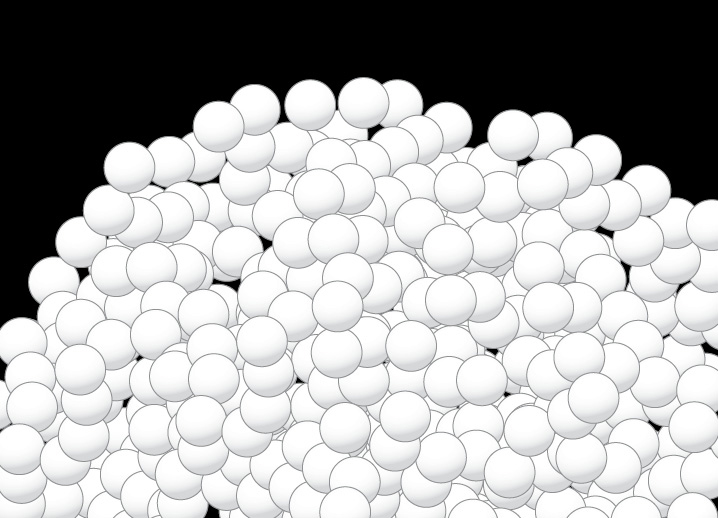 A figure shows a pile of fresh catalyst before decay. They are circular and light shaded.