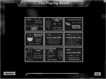 A screenshot of the user interface of Tic- Tac interactive game is shown. The interactive game involves the concepts of reactors and chemical reactions.