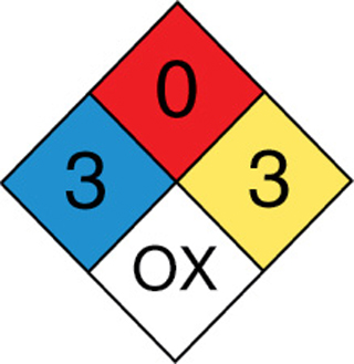 The NFPA label for Nitric oxide (NO) is given.