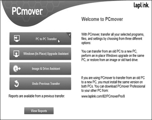A screenshot of PCmover Express.
