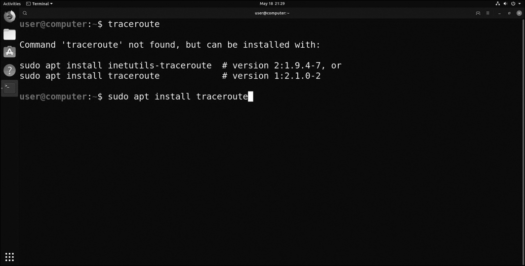 The output of the "apt" command is displayed in the Linux terminal.