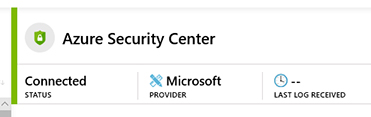 This is a screenshot of the Azure Security Center connector page, which shows the Connected status.