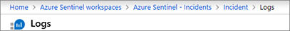 This is a screenshot of the Azure Sentinel upper navigation bar with the path that was taken to get to the logs.