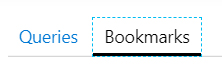 This is a screenshot of the Queries and Bookmarks buttons on the Azure Sentinel Hunting Dashboard. The buttons allow you to toggle between the queries and bookmarks views.