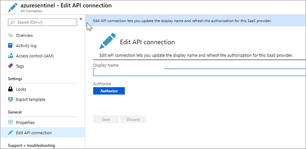 This is a screenshot of the Edit API Connection blade. You can update authentication for connections using this blade.