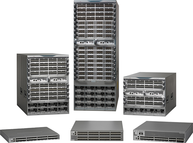 The modular configured Cisco MDS 9000 Series Switches that accept field-replaceable line cards is shown.