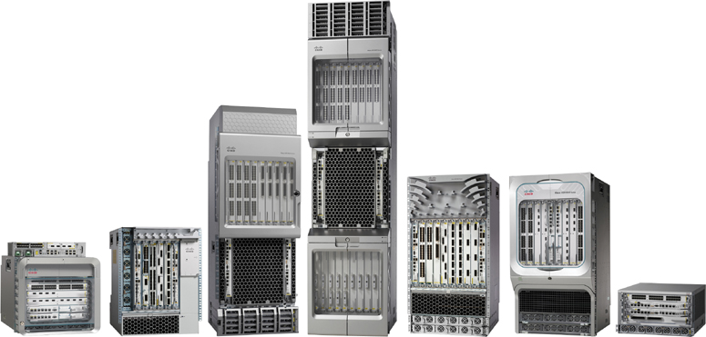 A collection of the 7 devices in the Cisco Aggregation Services Routers (ASR) 9000 Series is shown.