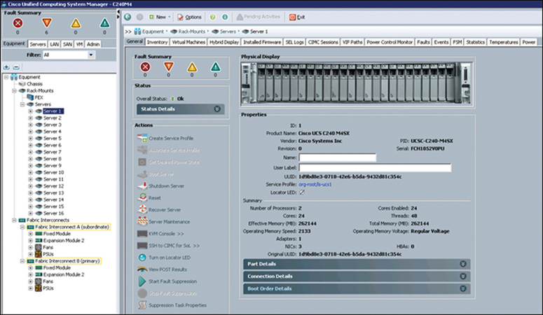 A screenshot of the Cisco Unified Computing System Manager.