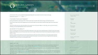 The home page of the CSS Zen Garden is presented.