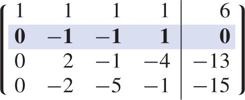 A 4 by 5 augmented matrix.