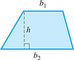 A trapezoid with bases b 1 and b 2, and height h.