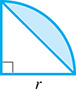 A quarter circle with radius r. A chord creates a shaded segment and a right triangle where the chord is the hypotenuse.