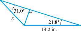 A triangular support with a segment that acts as an altitude from one vertex to the opposite side, creating two right triangles.