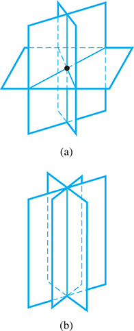 Two diagrams of intersecting planes.