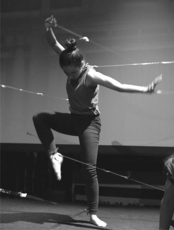 Figure 22.3 Live performance of Locus at Electric Spring Festival 2016 in Huddersfield. Dance artist: Natasha Pandermali.