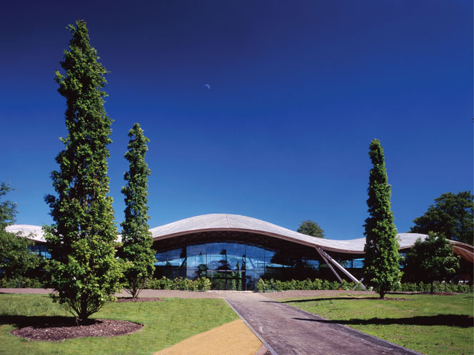 24. The Savill Building by Glenn Howells Architects. By using small sections of timber in a highly efficient form, gridshells can achieve factor-15 savings in resource use