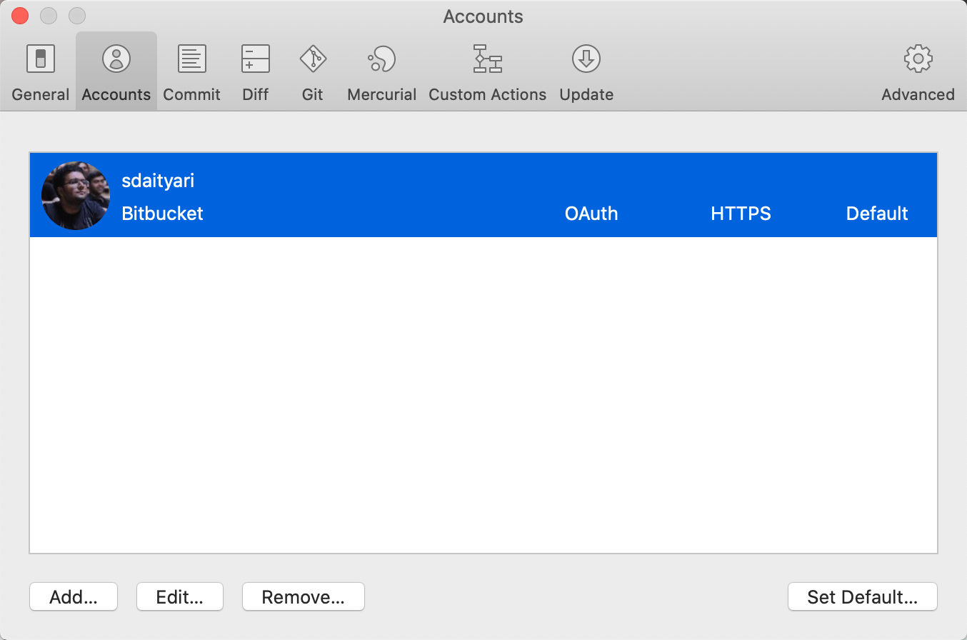 Adding a Bitbucket account in Sourcetree