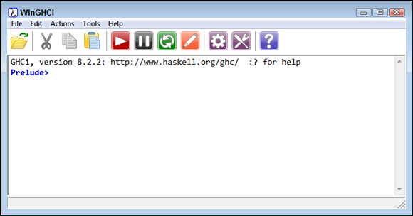 Screen capture of WinGHCi window with the text “GHCi, version 8.2.2” at the top.