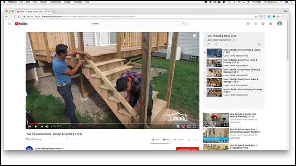 Screenshot displaying a playlist of videos depicting the step-by-step processes to build a complete deck.