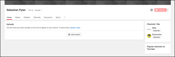 Screenshot of a YouTube channel page that lets the viewers to edit features and options with the addition of some buttons.