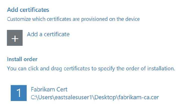 The figure shows a screenshot illustrating how PPKG file can contain certificates.