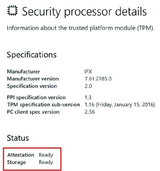 The figure shows a screenshot illustrating how Autopilot self-deploying mode requires a TPM 2.0 chip which is capable of attestation.