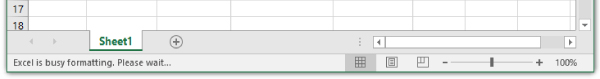 Screenshot displaying a part of an excel worksheet where the user can display information on the status bar.