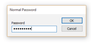 Screenshot of the Normal Password dialog box to enter the password for a new project.