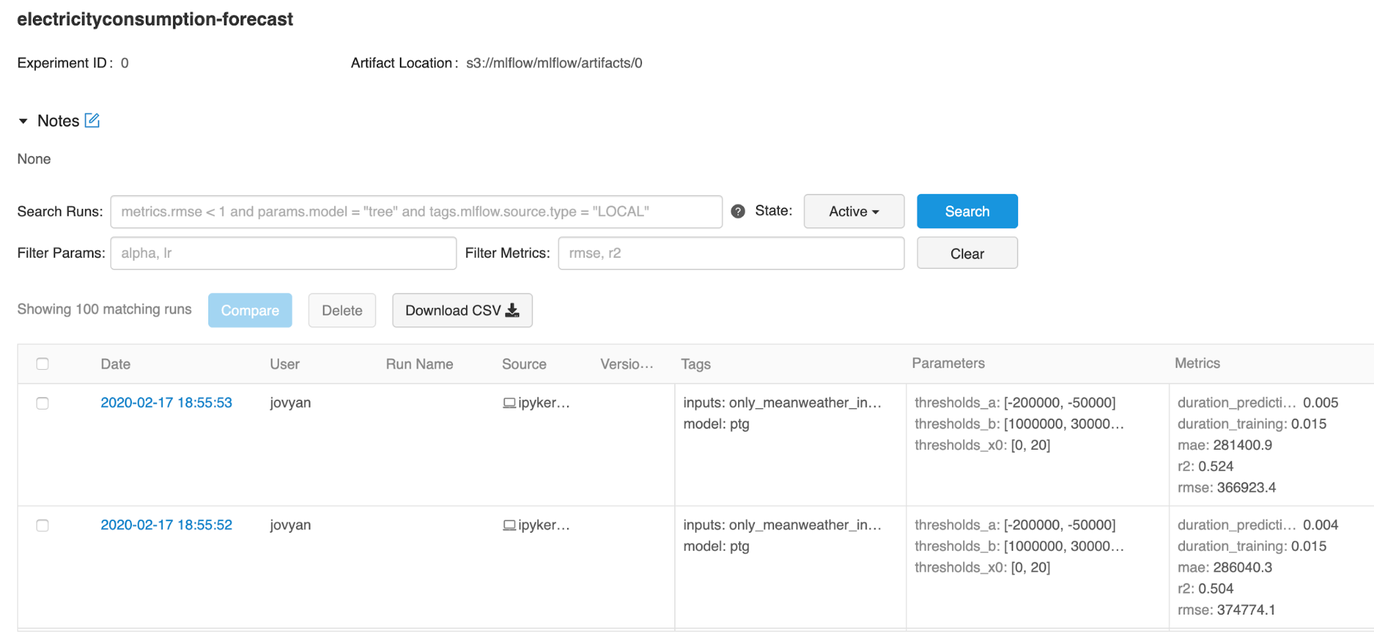 MLFlow Mainpage Screenshot