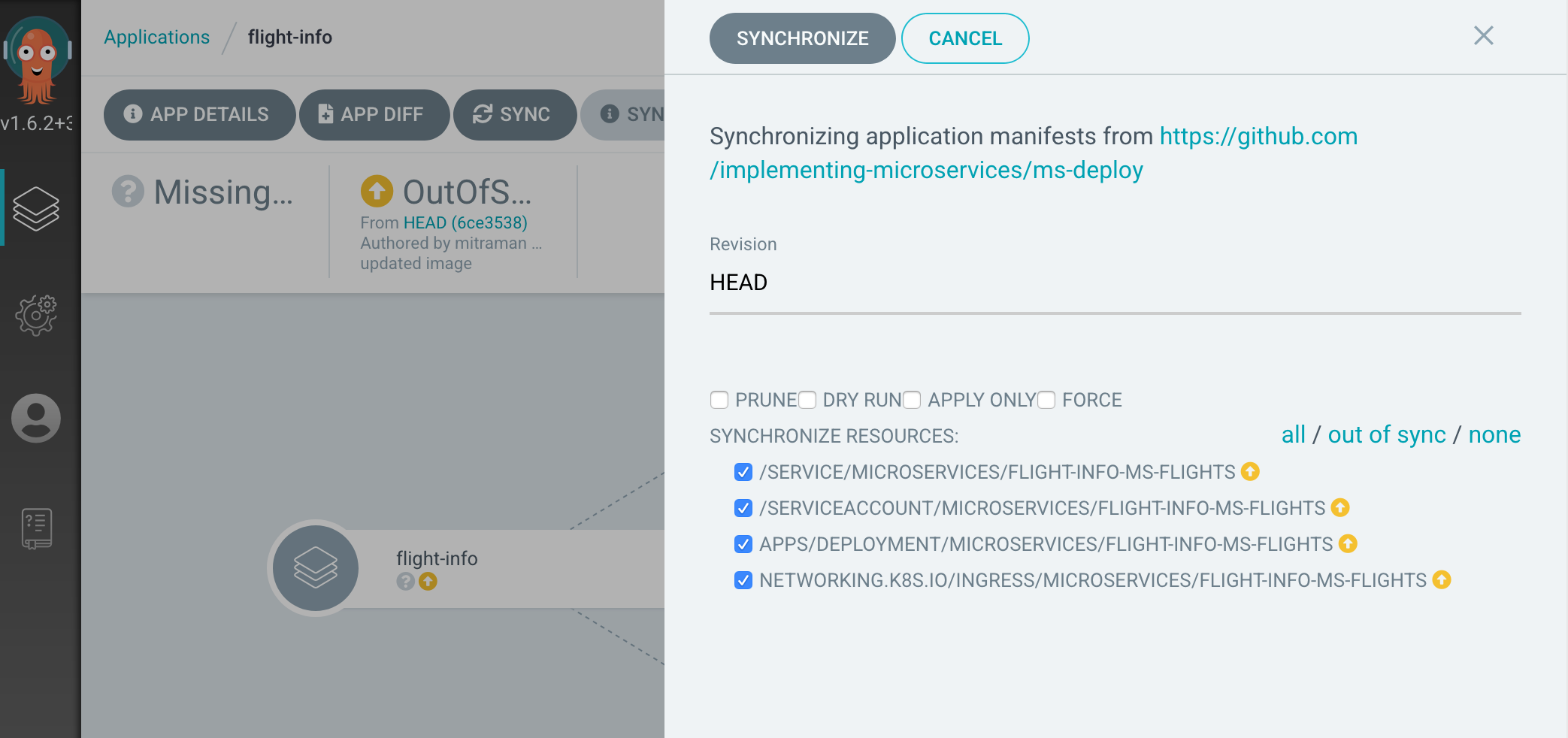 Synchronize the flight service application