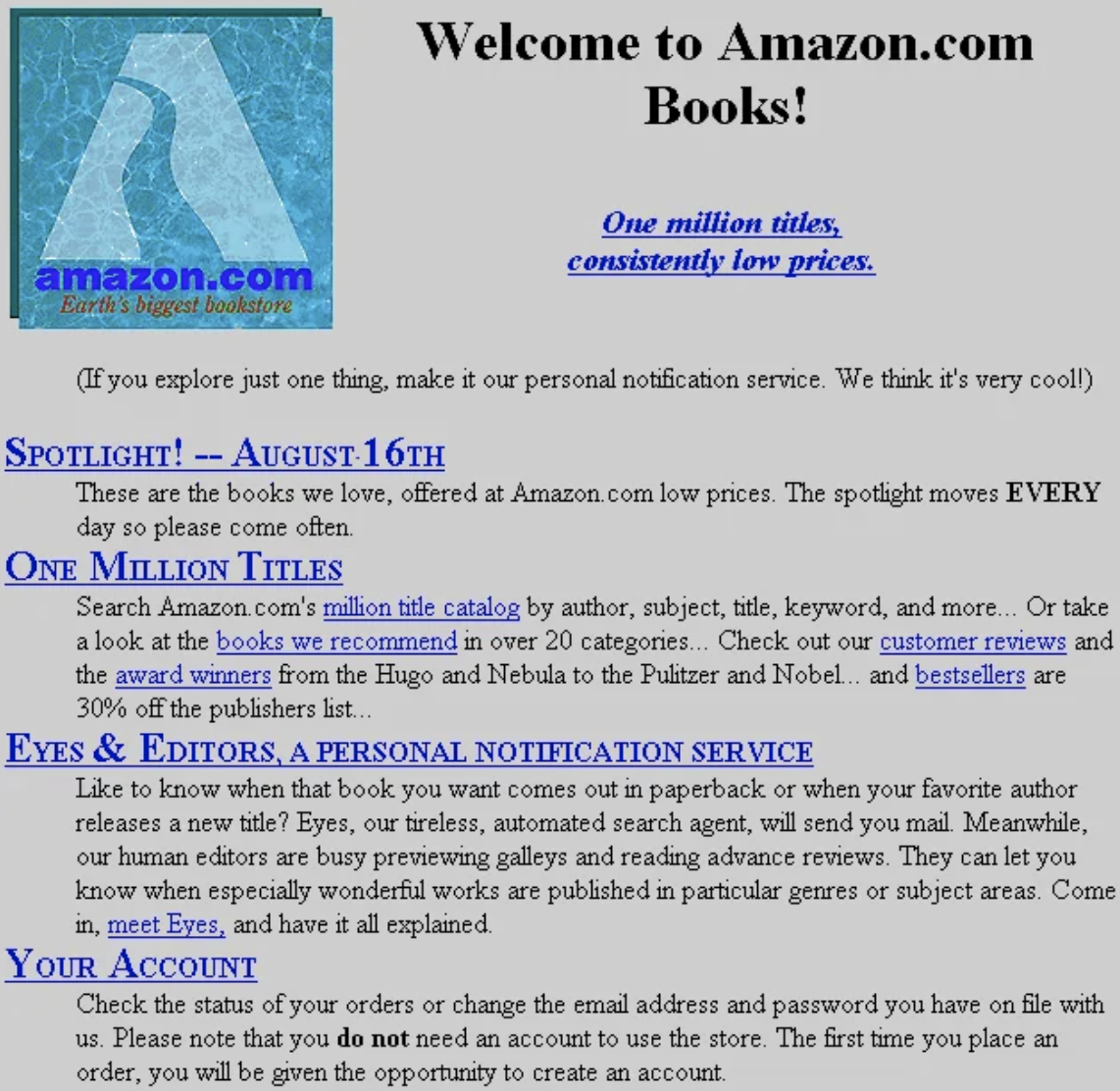 Amazon.com Website  1995  Source  https   www.versionmuseum.com history of amazon website  