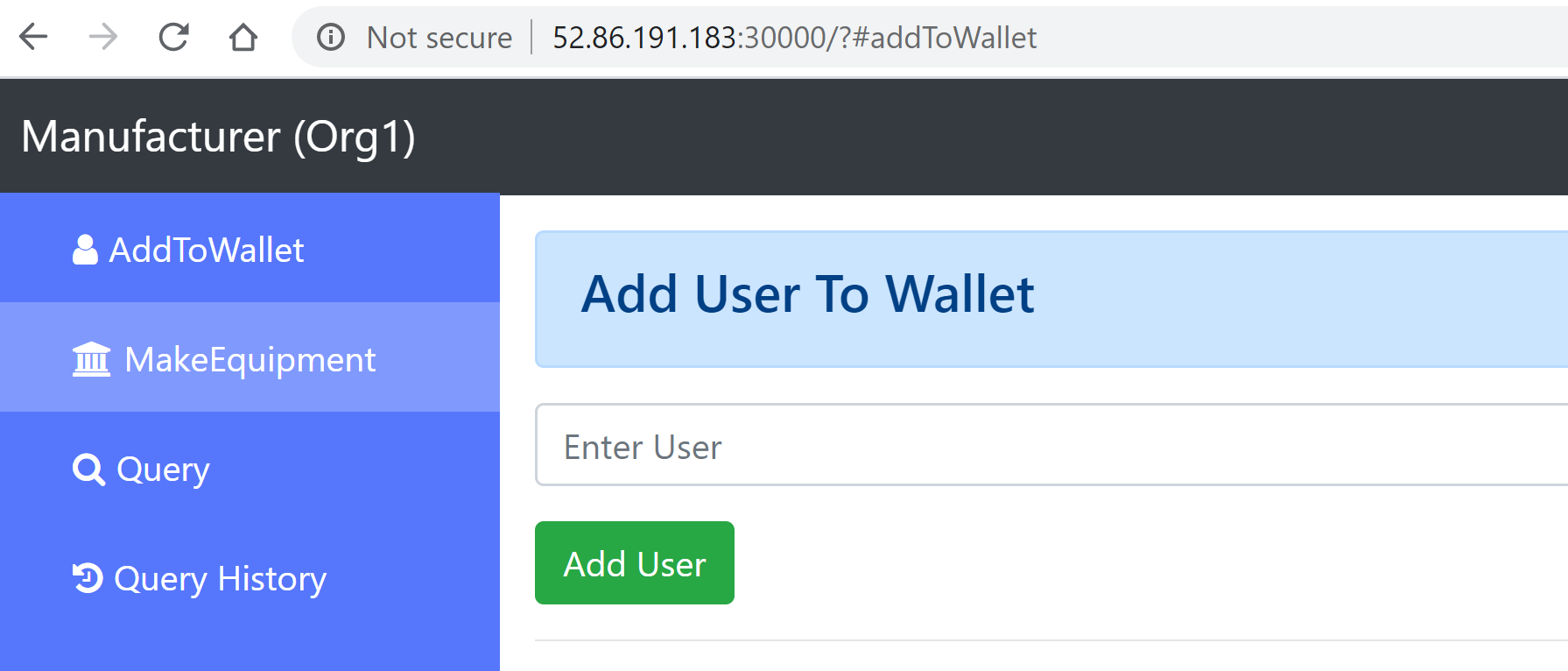 11. Add user to wallet for manufacturer