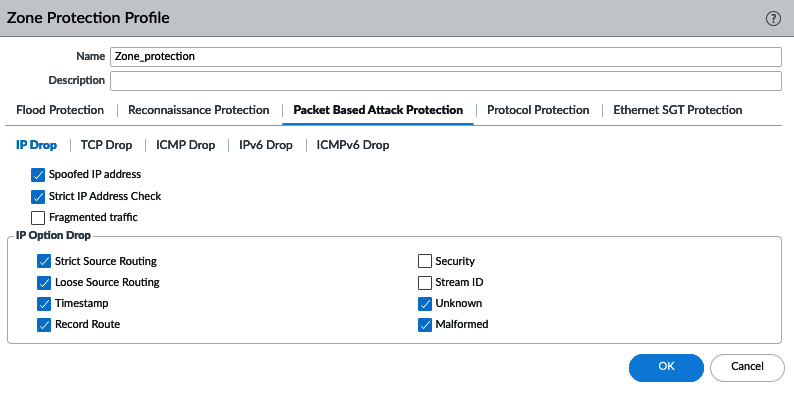 Figure 10.27 – IP drop packet-based attack protection
