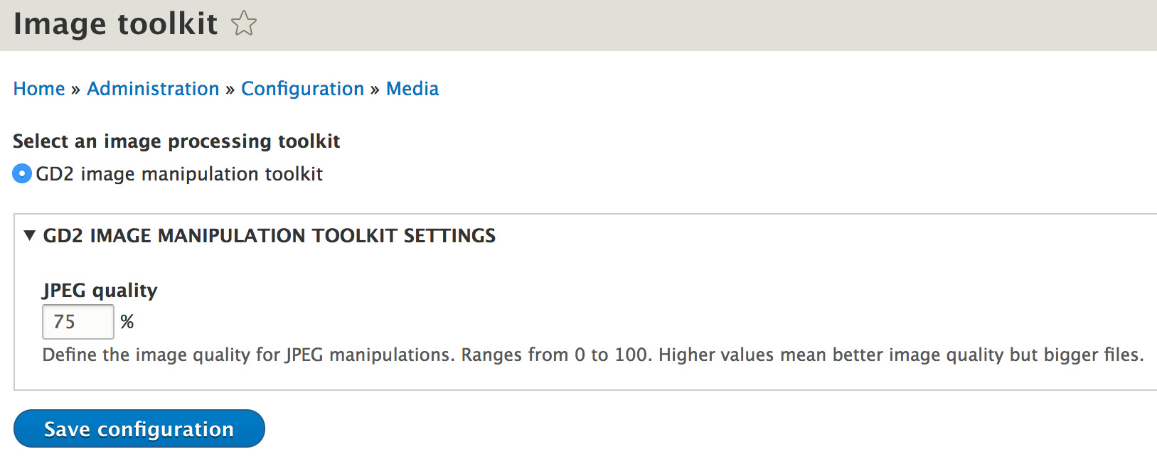 Figure 16.3: Image toolkit configuration UI
